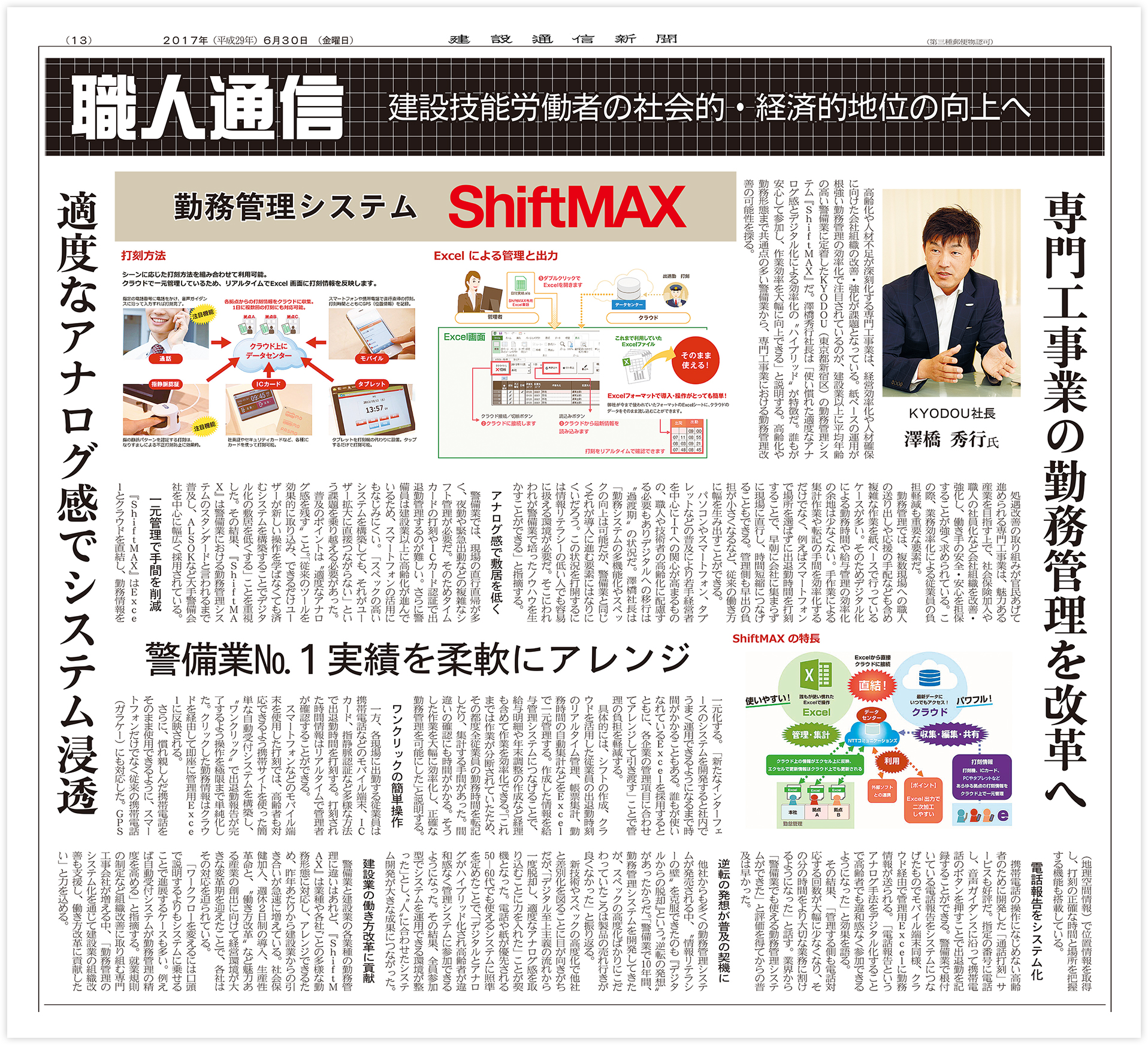 建設通信新聞にShitMAXが掲載されました！